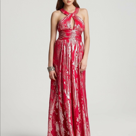 NWT Aidan Mattox Metallic Print Halter Gown size 6 - Picture 3 of 5